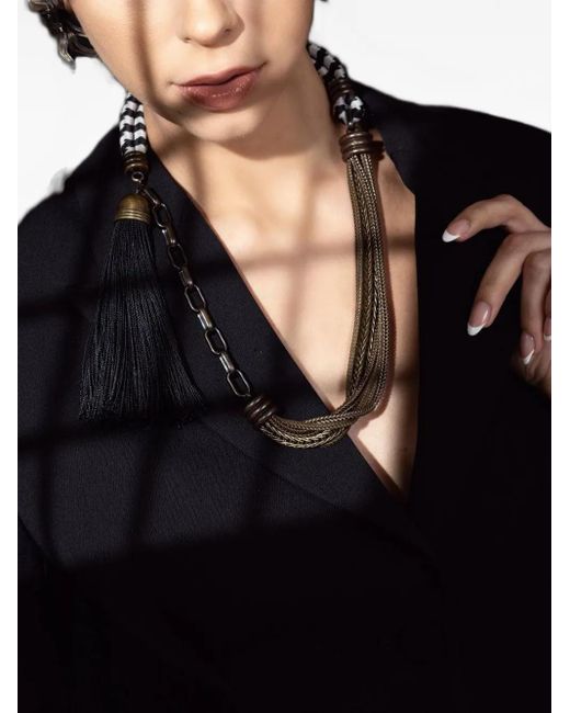 Lanvin Black Vita Short Tassel Necklace