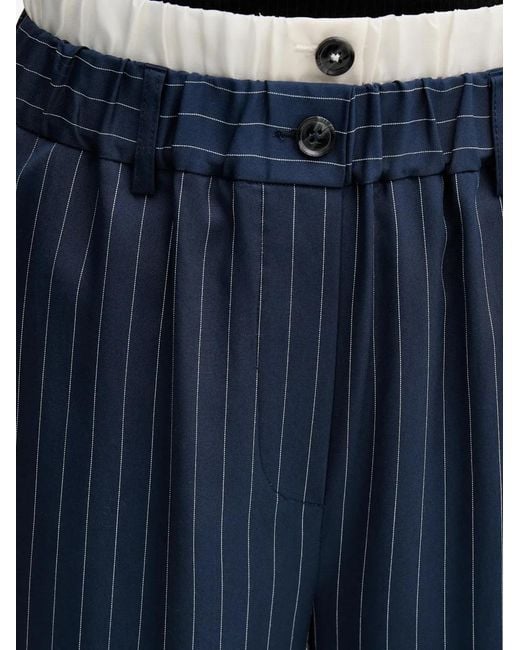 Sisley Blue Pinstripe Buttoned Trousers