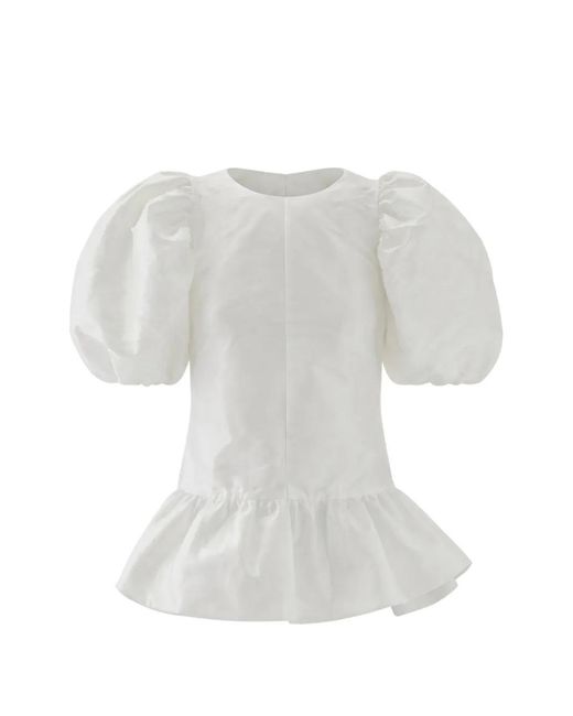 Rejina Pyo White Alara Puff-Sleeve Ruffled Blouse