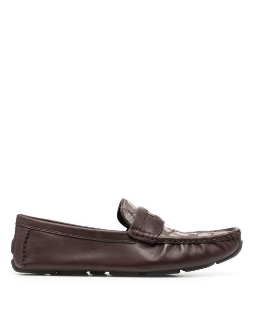COACH Signature Coin Driver Loafers in Brown for Men Lyst