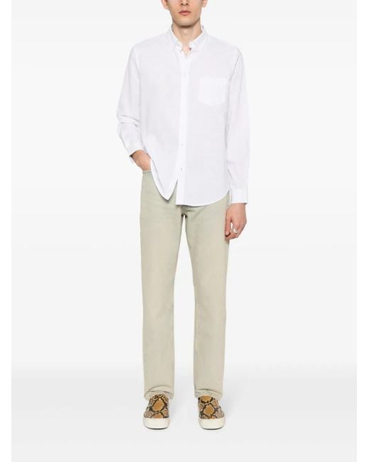 Samsøe & Samsøe White Liam Slub-Texture Shirt for men