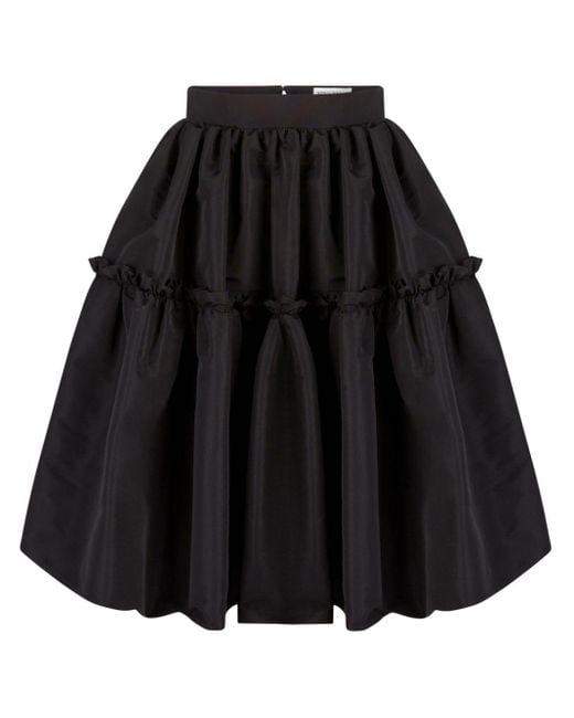 Nina Ricci Black A-line Midi Taffeta Skirt