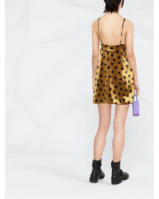 Saint Laurent Yellow All-Over Heart-Print Dress