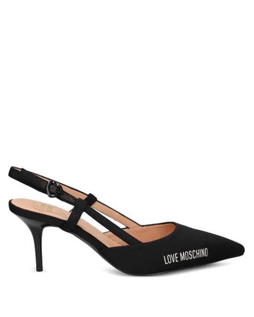 Love Moschino Black Slingback Pointed-Toe Pumps
