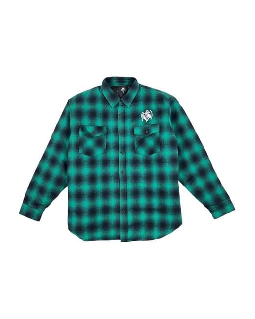Warren Lotas Green Checked-Pattern Shirt for men