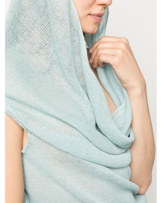 VITELLI Blue Draped-Design Sleeveless Top