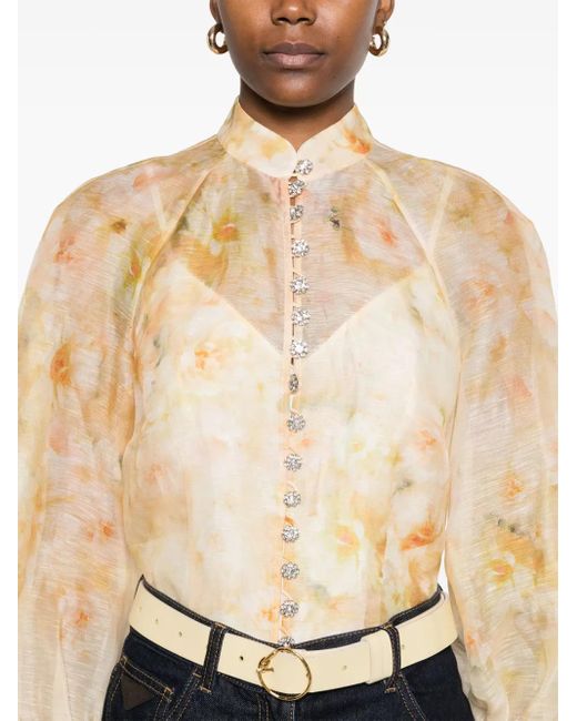 Zimmermann Natural Crush Printed Linen Shirt