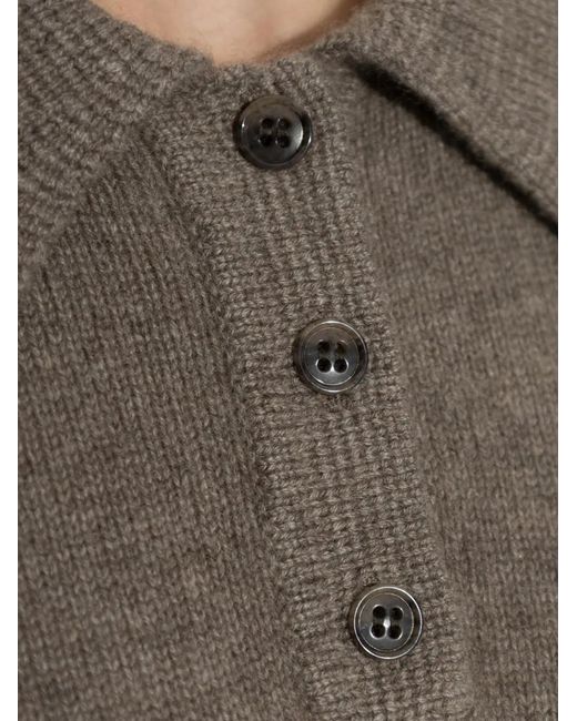 Lisa Yang Brown Etta Long-Sleeve Polo Shirt
