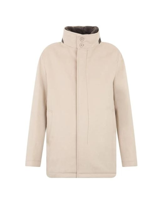 Herno White High-Collar Zip-Up Coat for men