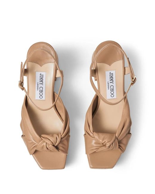 Jimmy Choo Brown Heloise 95 Wedge Sandals