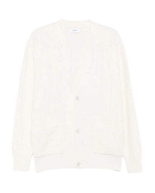 Lardini Gerippter Cardigan mit Knöpfen in White für Herren