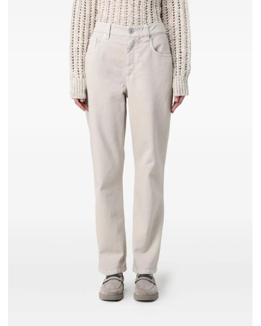 Brunello Cucinelli Natural Logo-patch trousers