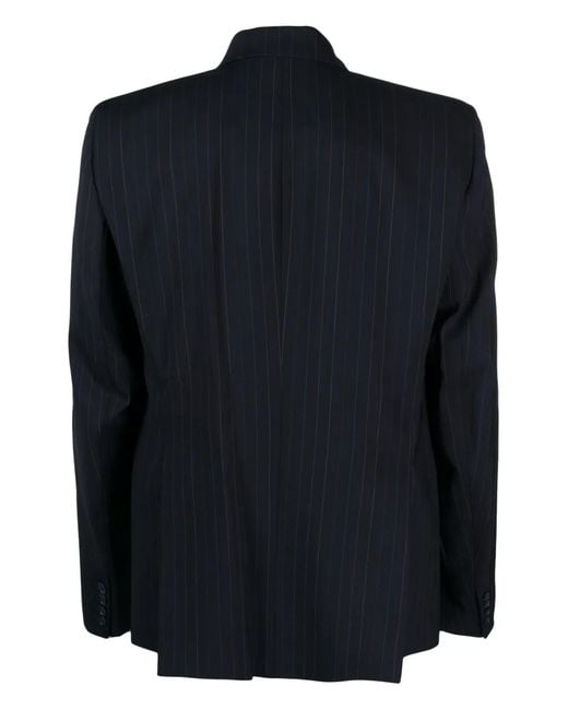 VTMNTS Blue Pinstriped Double-Breasted Blazer for men