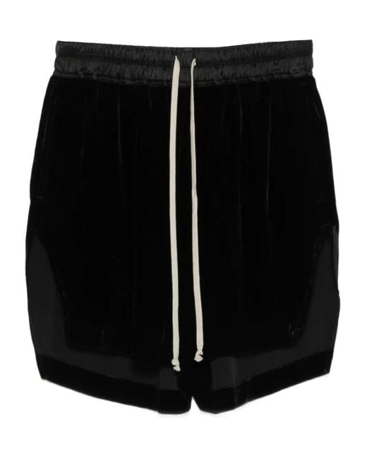 Rick Owens Black Drawstring Straight-Hem Shorts