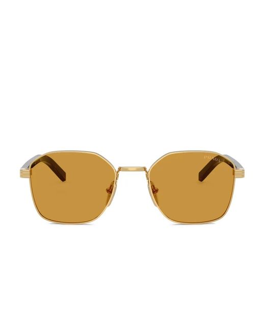 Prada Metallic Geometric-Frame Sunglasses for men