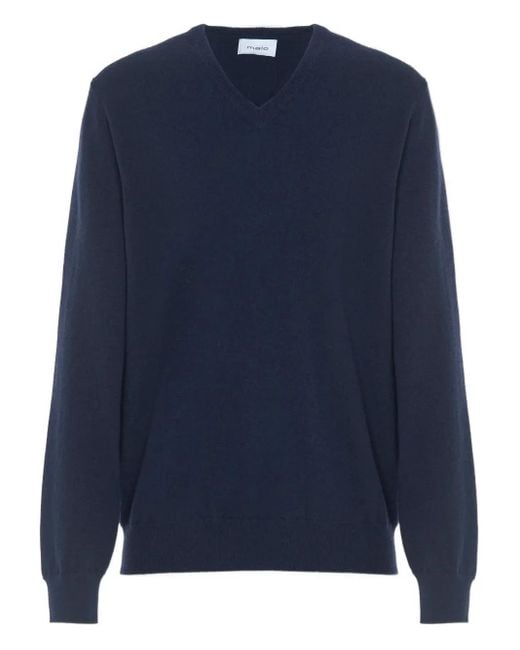 Malo Blue V-Neck Cashmere Sweater for men