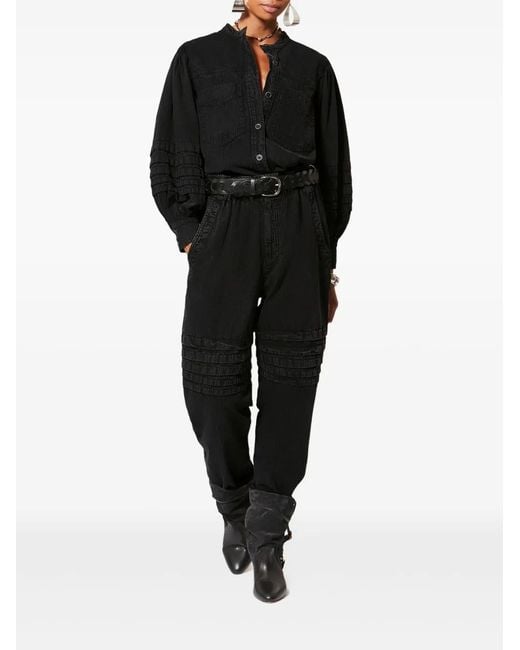 Isabel Marant Black Mileda Patch-Pocket Shirt