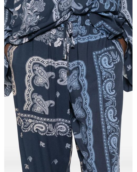 The Attico Blue Paisley Drawstring Trousers