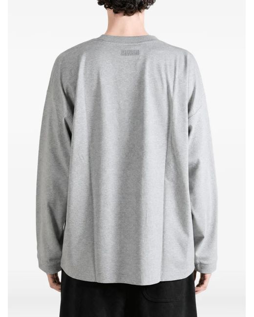 Vetements Gray Slogan-Print Long-Sleeve T-Shirt for men