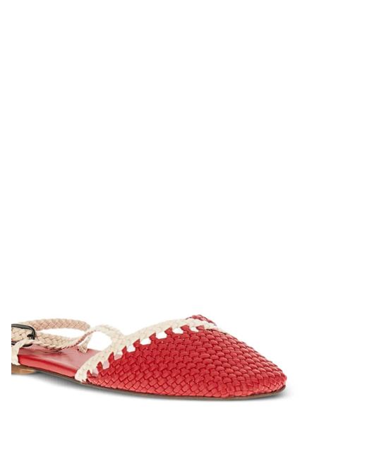 Hereu Red Rondaia Woven Buckle Flat Pumps