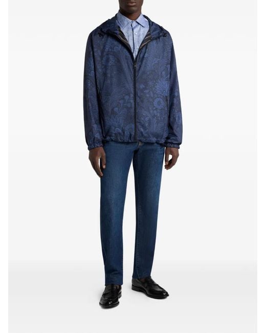 Etro Blue Coupe-Vent À Motif Cachemire for men