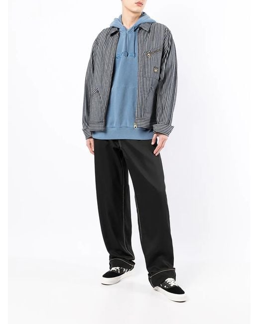 Carhartt Blue Embroidered-Logo Hoodie for men