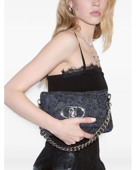 Liu Jo Black Sac La Puffy Médium En Jean Imprimé
