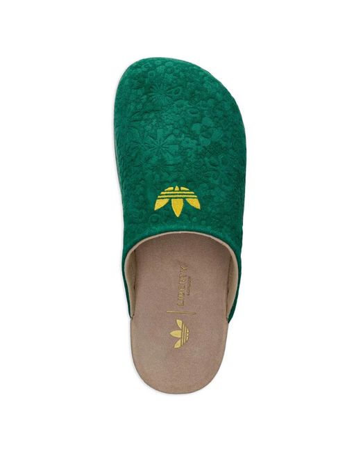 Adidas Green Adimule Floral-Embossed Mules