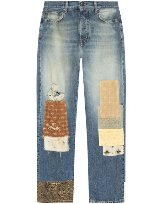 Jeans Dritti Con Design Patchwork di Amiri in Blue da Uomo