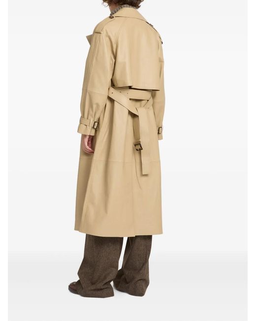 Yves Salomon Natural Belted Leather Trench Coat