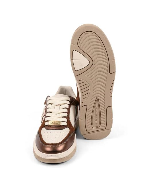 Karl Lagerfeld Brown Logo-Detail Suede Sneakers