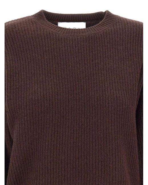Kaos Brown Ribbed-Knit Button-Sleeve Sweater