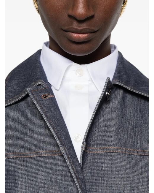Max Mara Gray Contrast-Stitch Denim Jacket