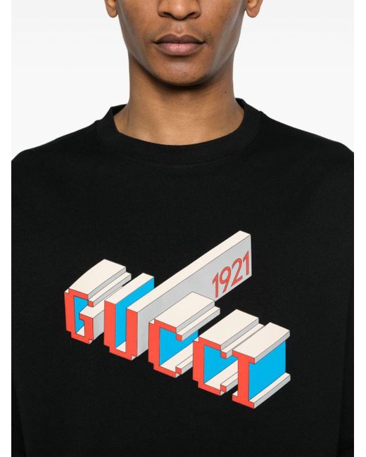 Gucci Black Logo-print Longsleeved T-shirt for men