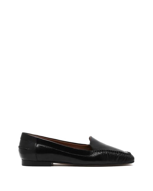 Pollini Black Scallop-Trim Leather Loafers