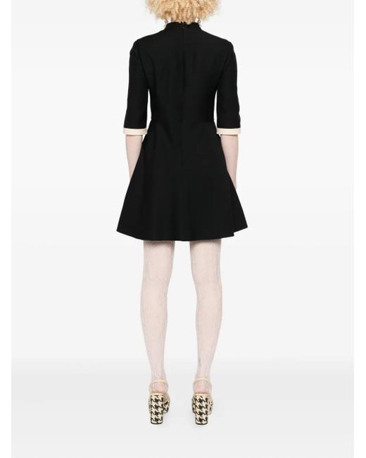 Valentino Garavani Black Bow-Detailed Ruffled Mini Dress
