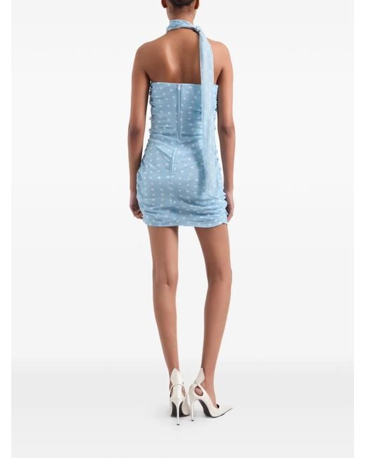 Nina Ricci Blue Polka-Dot Ruffled Mini Dress