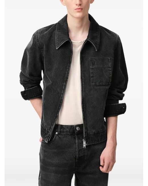 AMI Black Cotton Tonal Ami De Coeur Zipped Jacket for men