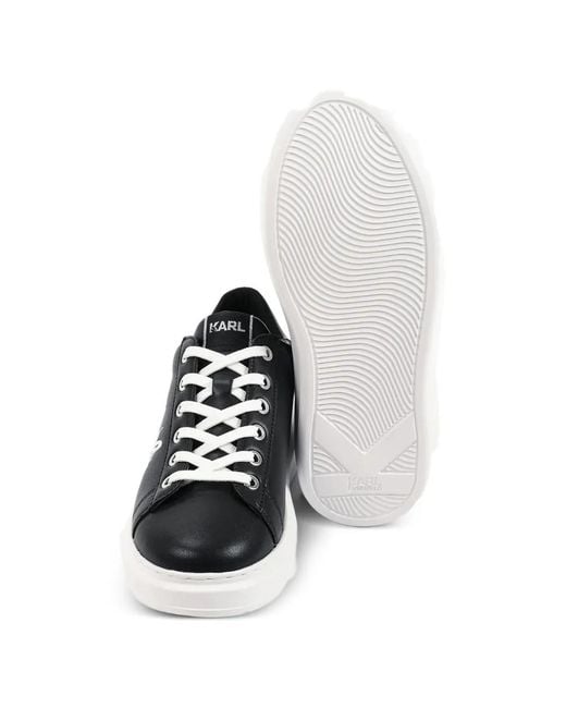 Karl Lagerfeld White Logo-Embroidered Platform Sneakers