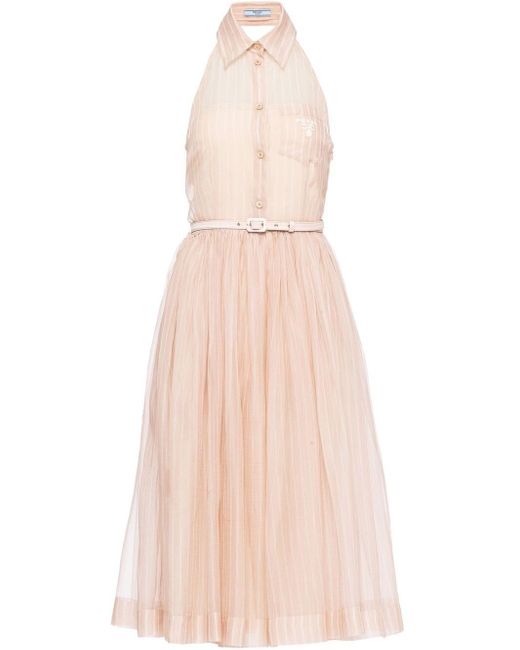 Prada Midi-jurk Met Borduurwerk in het Pink