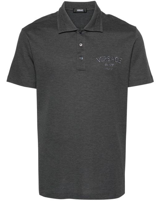 Versace Poloshirt mit Logo-Stickerei in Black für Herren