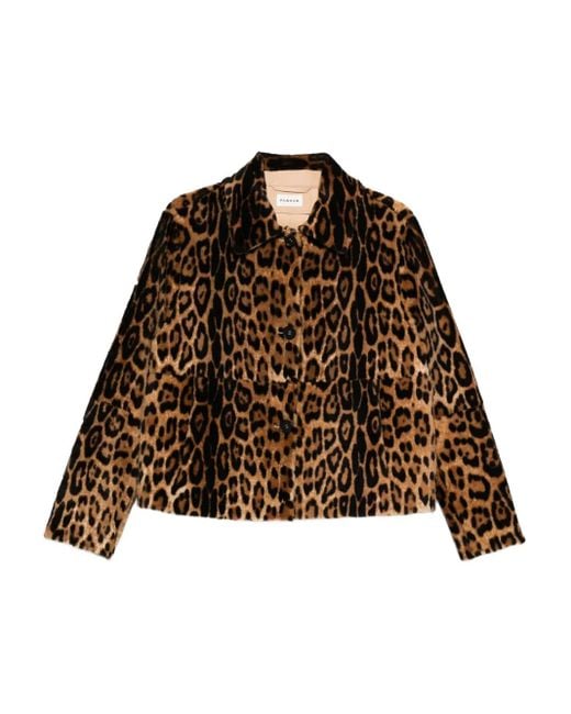 P.A.R.O.S.H. Brown Leopard-Print Leather Jacket