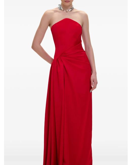 V:PM ATELIER Red Kira Strapless Twisted Maxi Dress