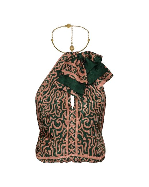 Johanna Ortiz Green Southern Reverie Halterneck Top