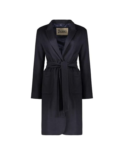 Herno Blue Belted Cashmere Coat