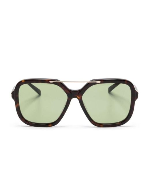 Stella McCartney Green Tortoiseshell-effect Oversize-frame Sunglasses