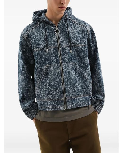 1989 STUDIO Blue Hooded Zip Jacket for men