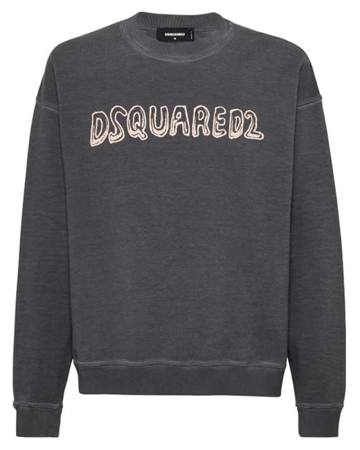 DSquared² Gray Logo-Print Sweatshirt for men