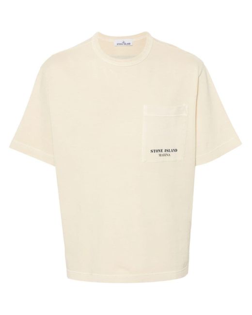 T-shirt en coton à rayures Stone Island pour homme en coloris White