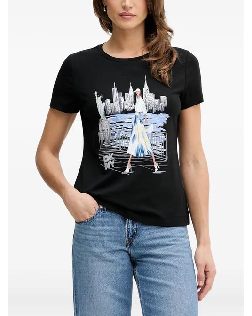 DKNY Black Statue Of Liberty Graphic-Print T-Shirt
